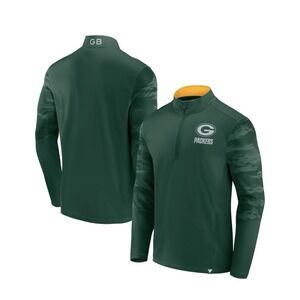 Green Bay Packers Fanatics Ringer Quarter-Zip Jacket - Green/Gold Mens Sz Small